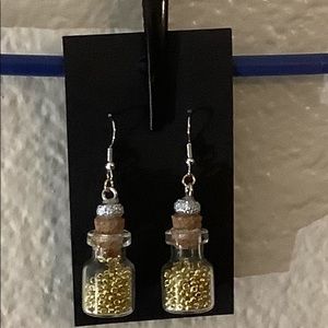 Gold Bead Vial Earrings